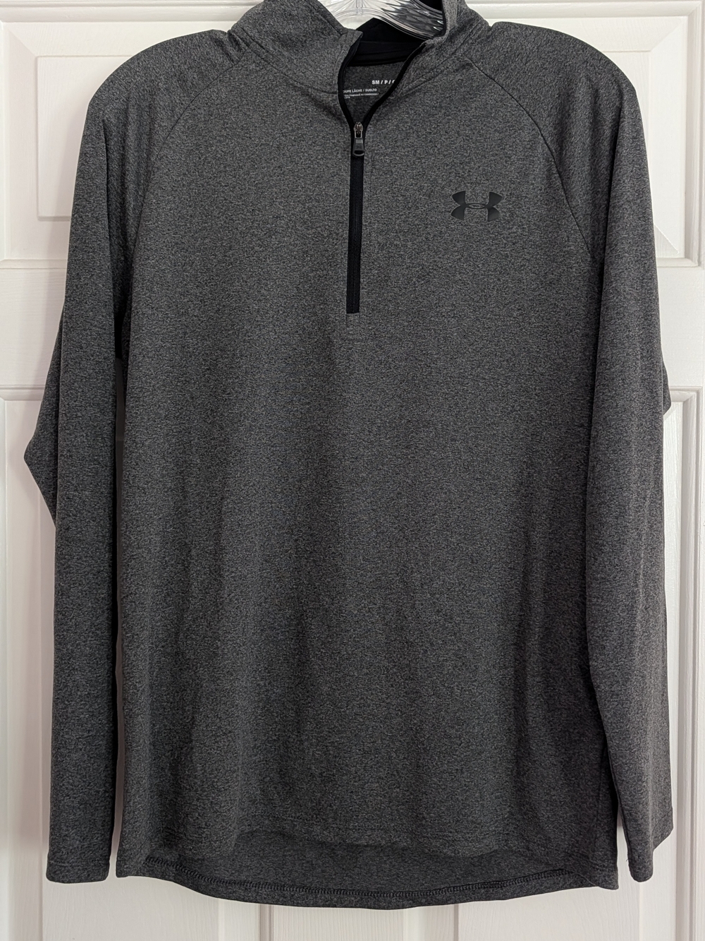 Under Armour Black and Dark Gray Heather 1/4 Zip Performance Top